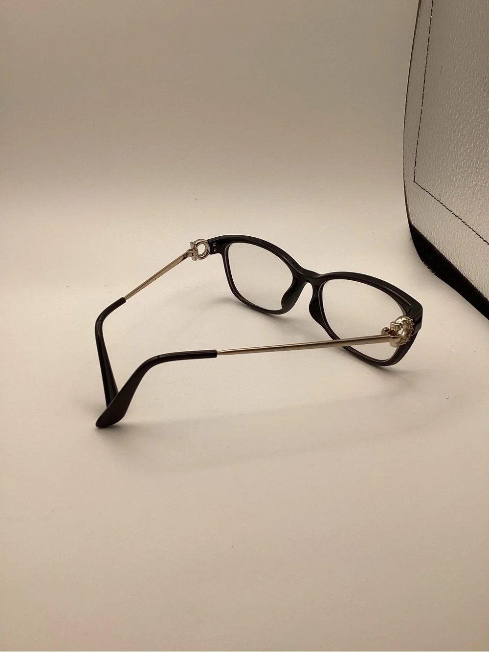 Salvatore Ferragamo Black Eyeglasses with Gold Temples
